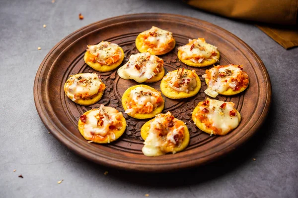 Papdi pizza are mini food bites, Indian kids favourite party snack