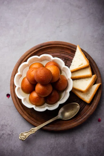 Roti Gulab Jamun Adalah Resep Makanan Penutup Instan Dan Mudah — Stok Foto