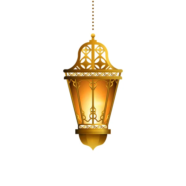 Lanterna Islâmica Realista Isolado Fundo Branco Elementos Ilustração Vetorial Lanterna — Vetor de Stock