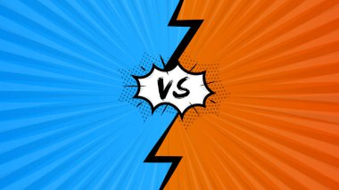 Resme Karşı çizgi roman geçmişi var. Mavi ve Turuncu 'nun Çizgi Film Vektörü İllüstrasyonu. Basit Vektör Resimlerine Karşı