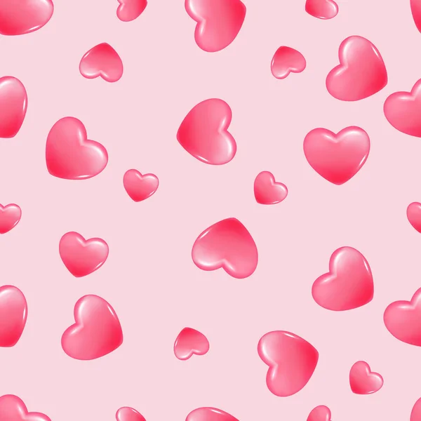 Love Seamless Pattern Realistic Pink Hearts Seamless Pattern Editable Vector — Stock Vector