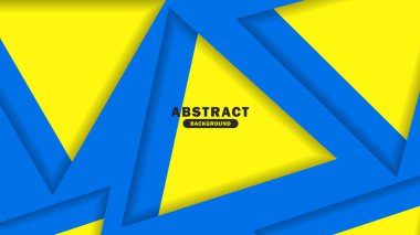 Modern soyut arkaplan. Üçgen çizgili sarı arka plan. Vektör soyut arkaplan dokusu tasarımı, parlak poster, afiş sarı ve mavi arkaplan vektörü illüstrasyonu