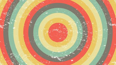 Vintage Circle striptiz arka planı. 70 'ler ve 80' ler geçmişe dönük titreşimleri bozuyor. Eski moda çizgiler. Retro Circle şerit klasik arka planı. 70 'ler ve 80' ler afişi veya poster tasarımı