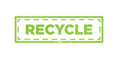 Eski model plastik rozet şablonunu izole edilmiş vektör simgesine dönüştür. Yeşil grunge damgasını geri dönüştür