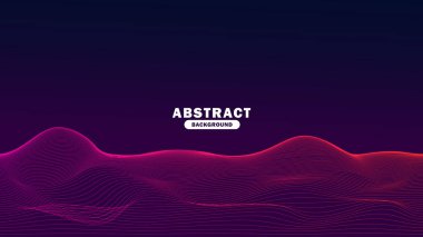 Üç boyutlu soyut dijital hat dalgası ve kablo çerçevesi. Mor Gelecekçi vektör çizimi. Soyut Teknoloji arkaplanı