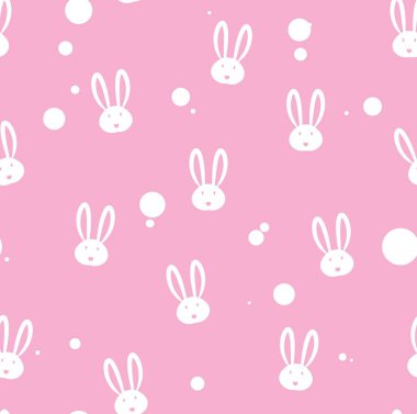 Paskalya deseni pembe renkli, tavşanlı ve daireli.