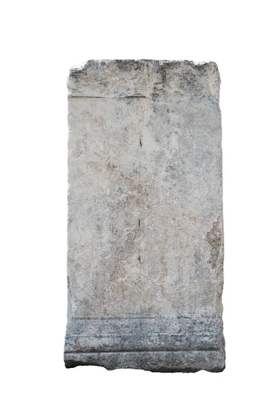 Vista Frontal Close Grande Fragmento Quadrado Coluna Pedra Clássica Antiga — Fotografia de Stock