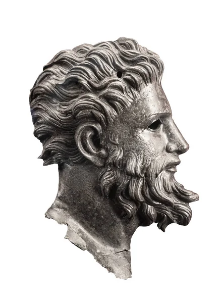수염을 잘생긴 남자가 배경에 고립된 있기를 고대하고 고대의 금속으로 현무암 — 스톡 사진