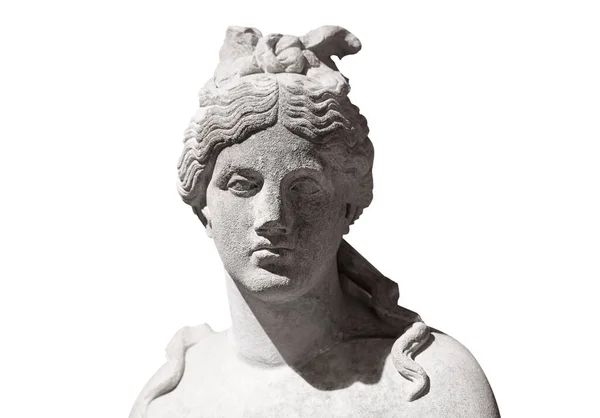 Vorderseite Nahaufnahme Von Frau Antiken Weißen Marmorbüste Statue Isoliert Auf — Stockfoto