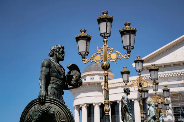 Skopje Macedonia Del Nord Agosto 2021 Statua Bronzo Figure Storiche — Foto Stock