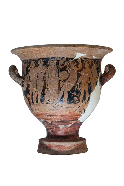 Vista Frontal Closeup Antigo Vaso Grego Danificado Museu Arqueológico Antalya — Fotografia de Stock
