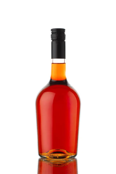 Primo Piano Della Forma Rotonda Tradizionale Cognac Brandy Bottiglia Whisky — Foto Stock