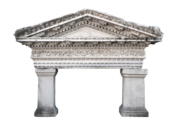 Vorderseite Nahaufnahme Der Alten Architektonischen Tempel Frontispiz Mit Marmor Arkadenbogen — Stockfoto