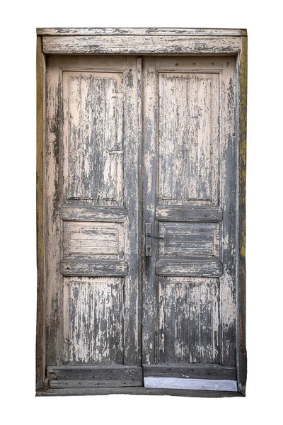 Frente Vista Closeup Porta Vintage Com Moldura Textura Madeira Resistido — Fotografia de Stock