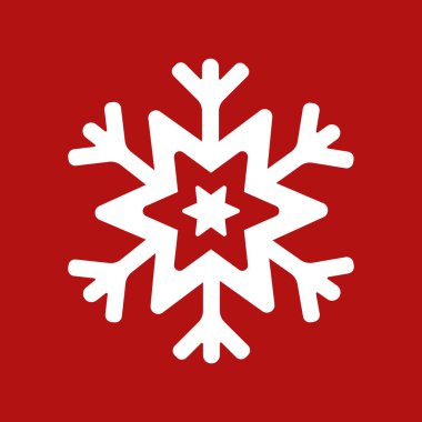Kırmızı zemin üzerinde beyaz vektör kar tanesi simgesi.