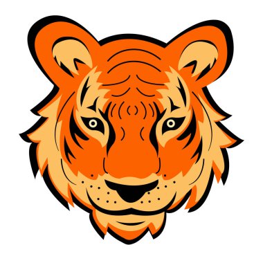 Kaplan Yüzlü. Kaplan başlı. Vektör çizimi. Dövme, logo, simge kavramı..