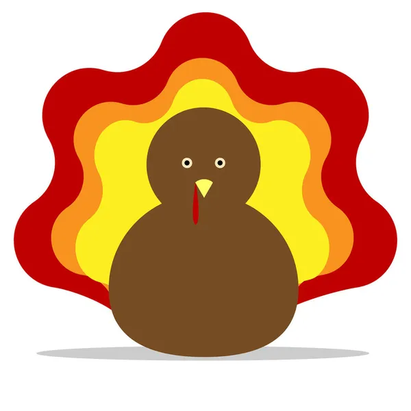 Thanksgiving Cartoon Turkey Vector Illustration Children White Background — Stock Vector