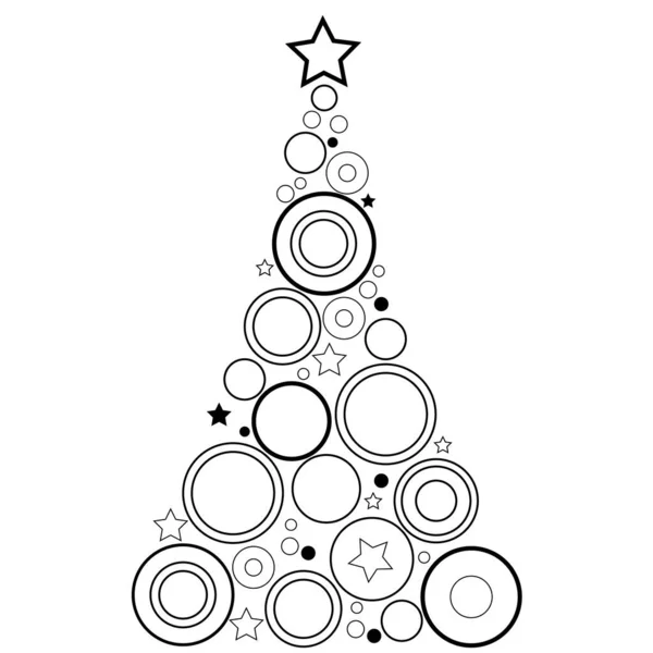 Abstrakter Weihnachtsbaum Vektorillustration Des Weihnachtsbaums Aus Kreisen Und Sternen Icon — Stockvektor