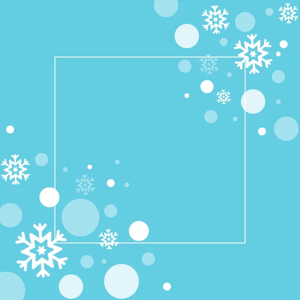 Fundo Azul Inverno Com Flocos Neve Moldura Com Lugar Vazio — Vetor de Stock
