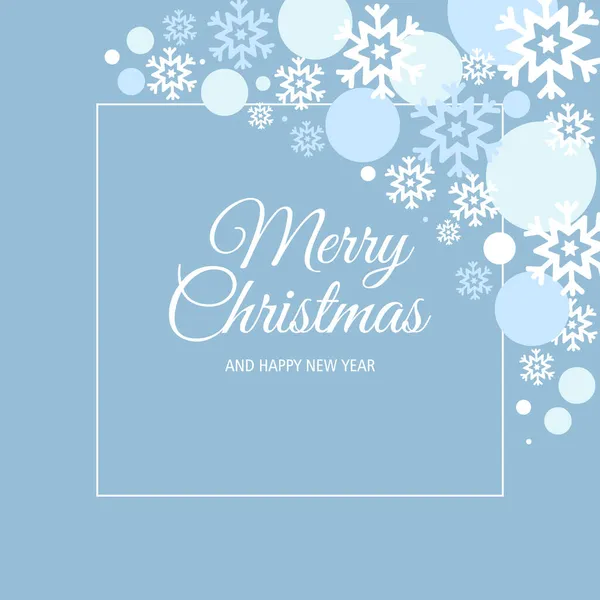 Winter Blue Background Snowflakes Frame Empty Place Text Merry Christmas — Stock Vector
