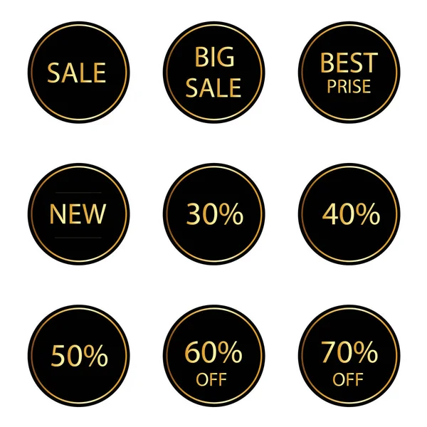 Black Gold Blank Promo Stickers Set Best Sale Sticker Price — Stock Vector