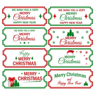 Mutlu Noeller ve mutlu yıllar vektör rozet koleksiyonu. Eski etiketler, Noel ve yeni yıl aralıkları. Vector EPS 10.