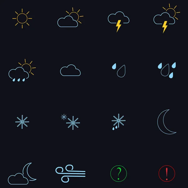 Wettersymbole Set Von Wettervorhersagesymbolen Vektorillustration — Stockvektor