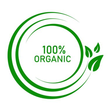 % 100 Organik. Organik gıda logosu. Vektör logosu tasarımı..