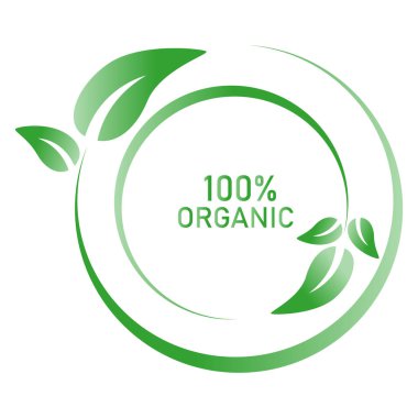 % 100 Organik. Organik gıda logosu. Vektör logosu tasarımı..