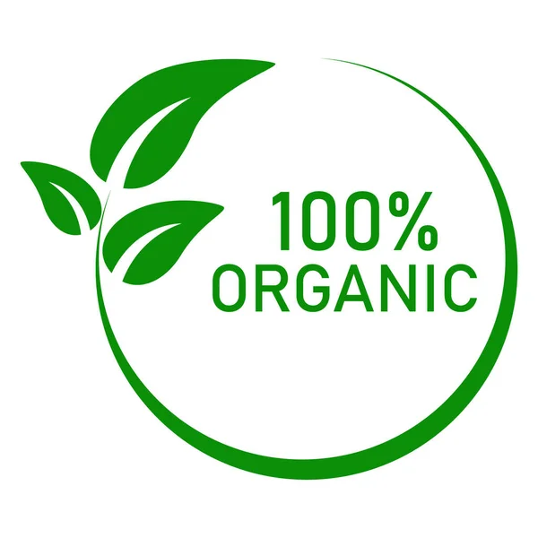 % 100 Organik. Organik gıda logosu. Vektör logosu tasarımı..