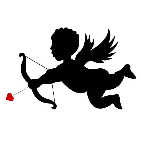 Silhouette Cupidon Avec Arc Flèche Isolés Sur Fond Blanc Bannière — Image vectorielle