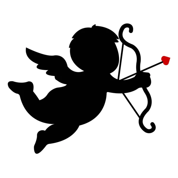 Silhouette Cupidon Isolée Sur Fond Blanc Bannière Cupidon Icône Vectorielle — Image vectorielle