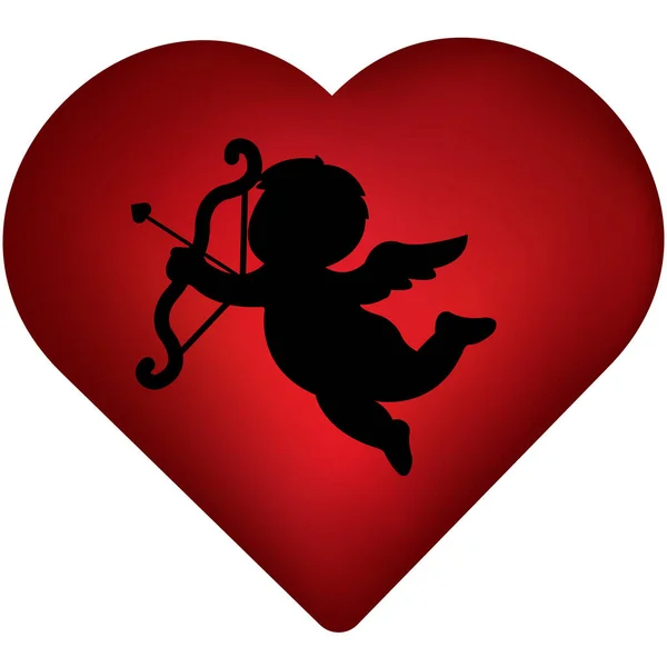Carte Vœux Saint Valentin Vintage Enseigne Invitation Silhouette Cupidon Arc — Image vectorielle