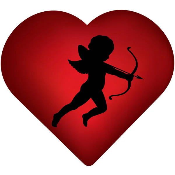 Carte Vœux Saint Valentin Vintage Enseigne Invitation Silhouette Cupidon Arc — Image vectorielle