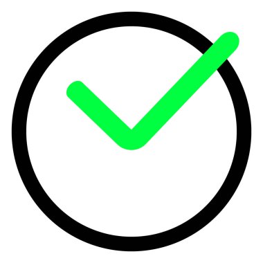 Beyaz arkaplanda yeşil işaretli saat simgesi izole edildi. Saat, sayfa simgesi, web siteniz için sembol. Saat, simge, logo, uygulama, UI.Vector 