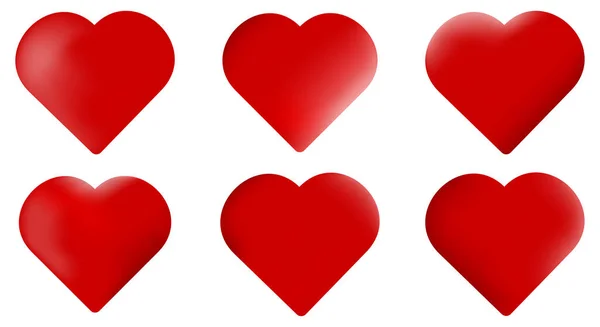 Набір Векторних Іконок Червоним Серцем Відтінках Eps — стоковий вектор