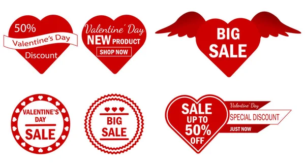 Conjunto Logotipo Set Insignias Pegatinas Para Promover Día San Valentín — Vector de stock