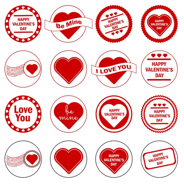 Set Etiquetas Amor Sellos Pegatinas Iconos Del Día San Valentín — Vector de stock