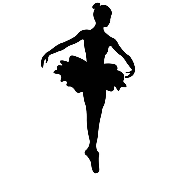Silhueta Bailarina Isolada Sobre Fundo Branco Banner Ballet Dançarina Realista — Vetor de Stock