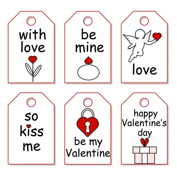 Establecer Etiquetas Para Día San Valentín Ilustración Vectorial — Vector de stock