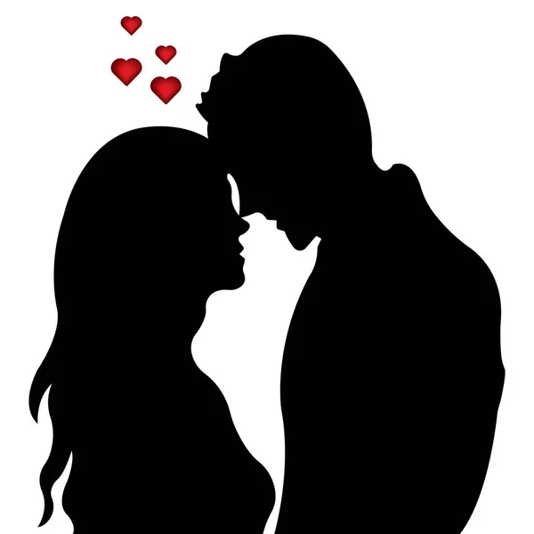 Silhouette Eines Verliebten Paares Vektor Symbol Küssendes Paar Valentinstag Karte — Stockvektor