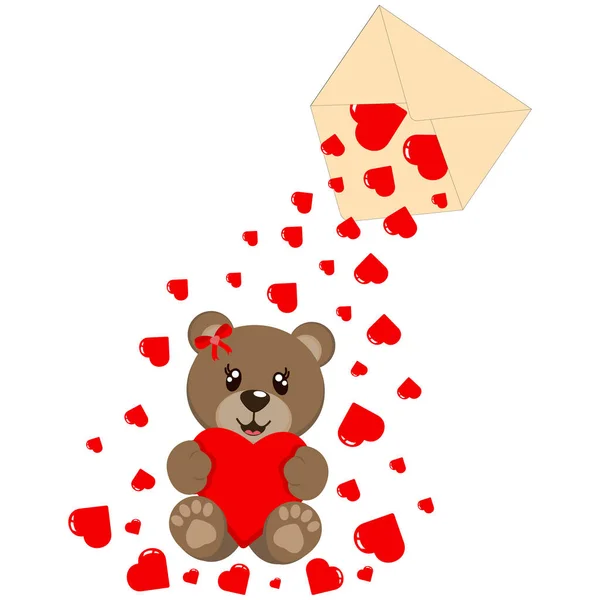 Cute Bear Hearts Romantic Valentine Day Card Cute Bear Hearts — Stock vektor