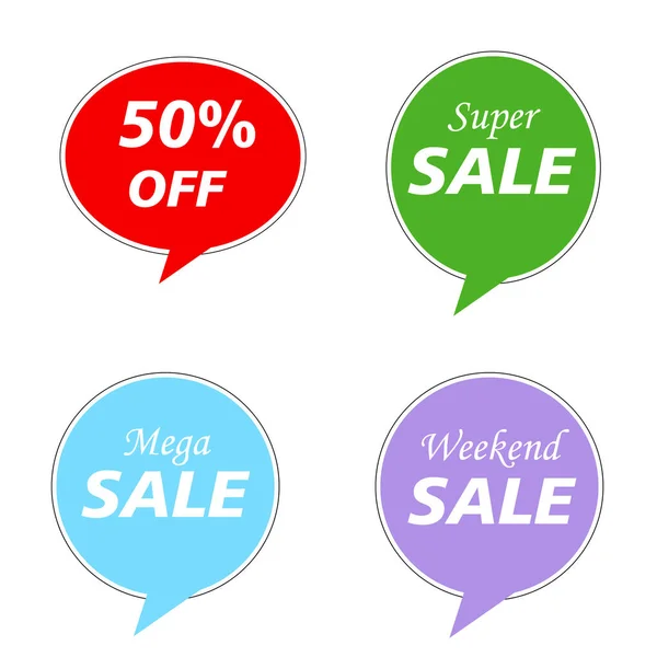Super Sale Mega Sale Weekend Sale Set Speech Bubble Text — 스톡 벡터