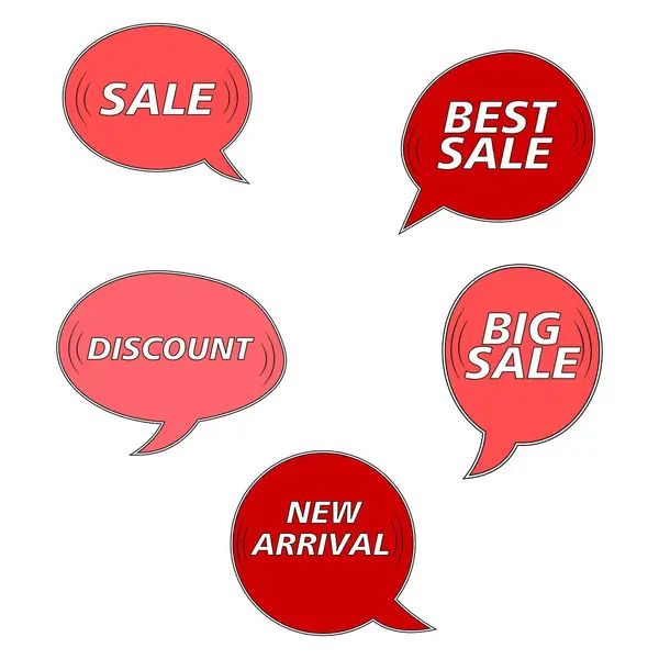 Sale Discounts Big Sal Set Red Speech Bubble Text Discounts — 스톡 벡터