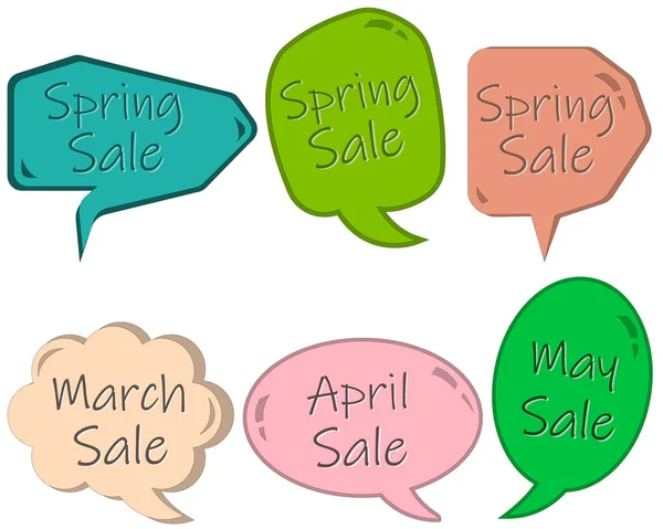 Set Speech Bubbles Accent Filled Spring Sale Text Vector Illustration — Stockvector