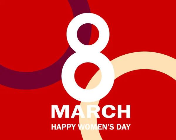 Symbol March International Women Day Greeting Card Design Red Background — Stockvektor