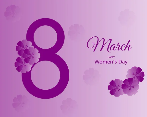 Greeting Card March Purple Background Symbol March International Women Day — Vetor de Stock