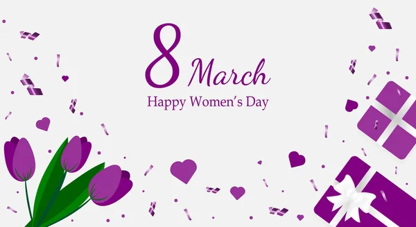 Banner International Women Day March Decor Vector Illustration — Vetor de Stock