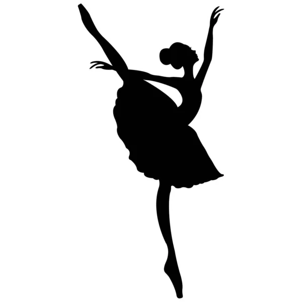 Silueta Bailarina Aislada Sobre Fondo Blanco Banner Ballet Bailarina Realista — Vector de stock