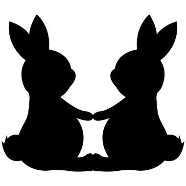 Pair of cute bunnies.Vector icon.Illustration isolated on white background.